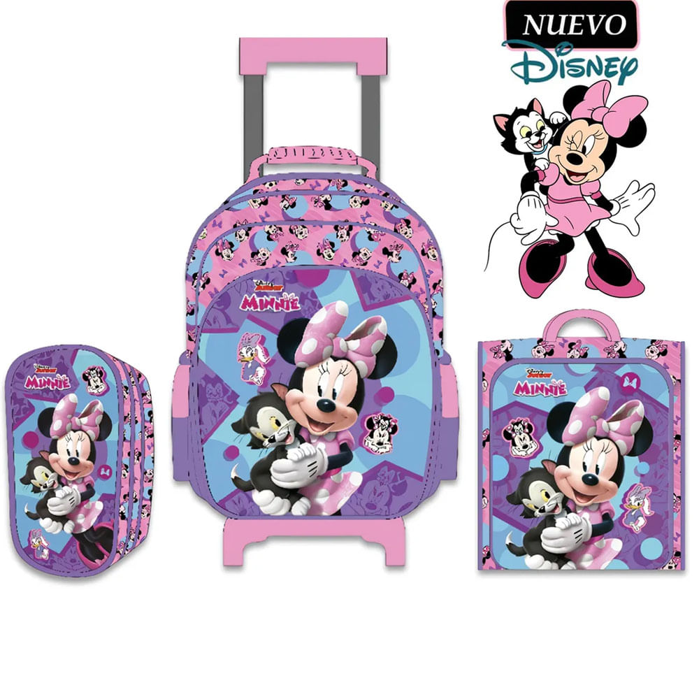 Set de Mochila con Ruedas Lonchera y Cartuchera MINNIE A4 | plazaVea ...