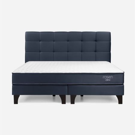 Dormitorio Upline Rosen King + Respaldo Issey Azul