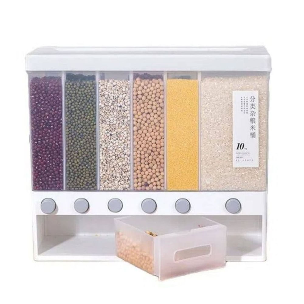 Dispensador Multiple Granos Cereal Menestra 6 DIVISIONES Verde