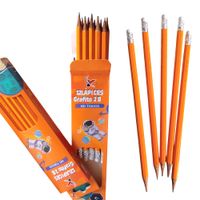 2 Cajas de Lapices Hezagonal Grafito 2B Lapiz con Borrador