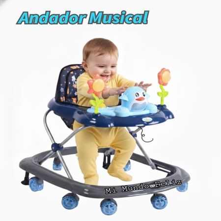 Andador para Bebe Musical Azul Pinguinito