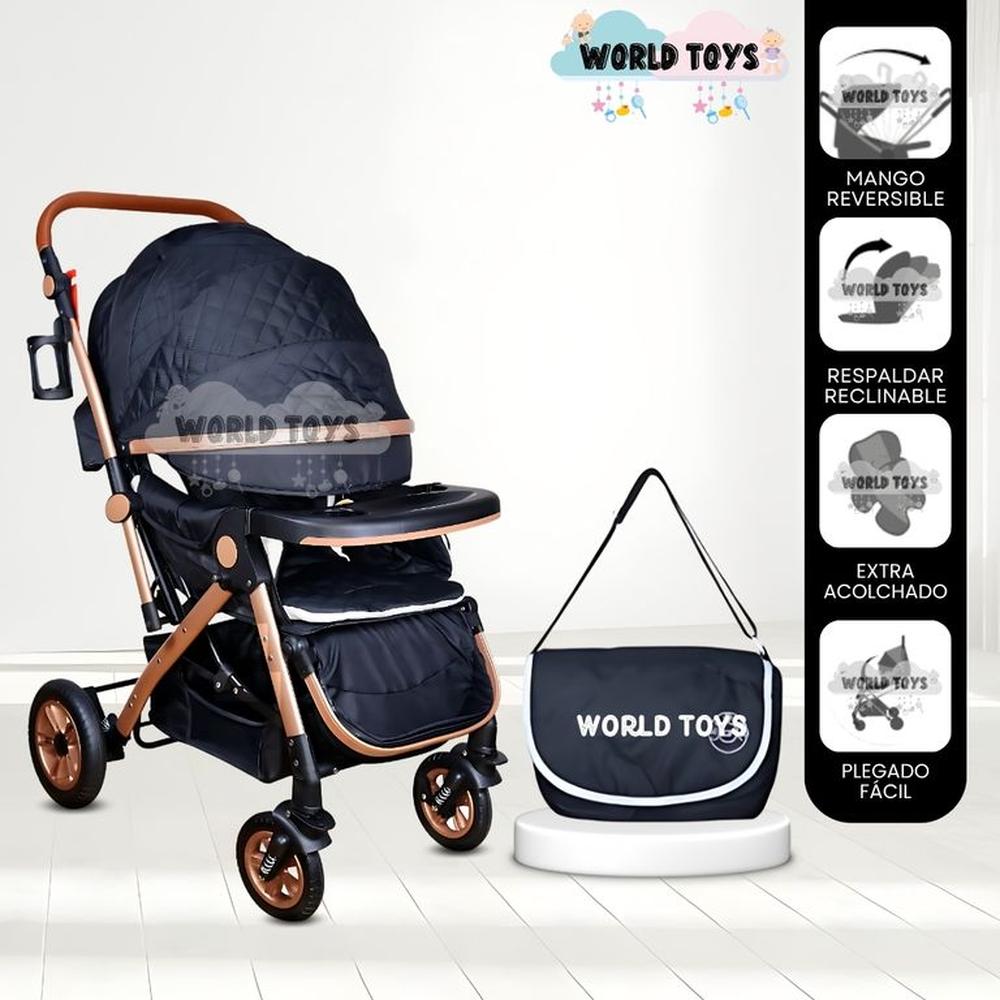 Coche Cuna de Lujo BARCE con Bolso Pañalero Black