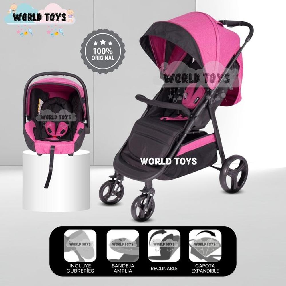 Coche Deportivo de Paseo CAZZI con Porta bebé Pink