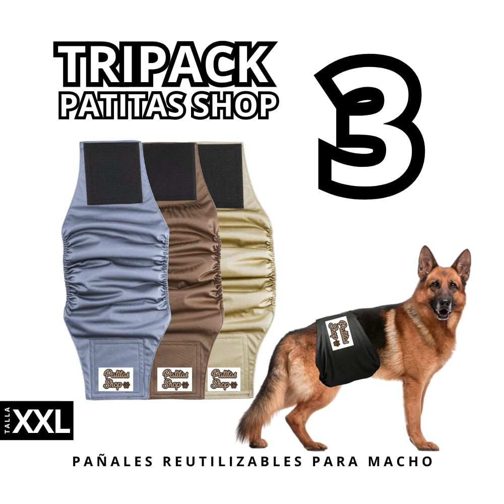 TRIPACK 03 Pañales Reutilizables Ecológicos PATITAS SHOP para Macho XXL