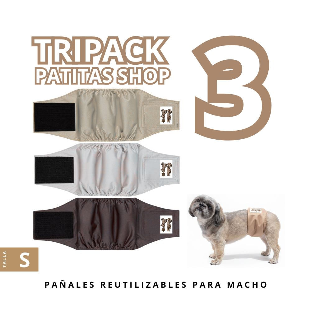 TRIPACK 03 Pañales Reutilizables Ecológicos PATITAS SHOP para Macho S