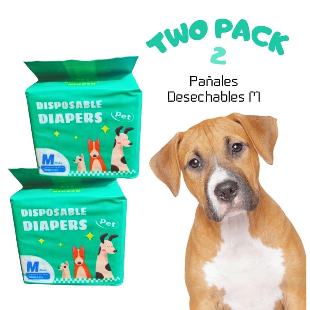 TWO-PACK 02 Pañales Desechables para Mascotas Macho M