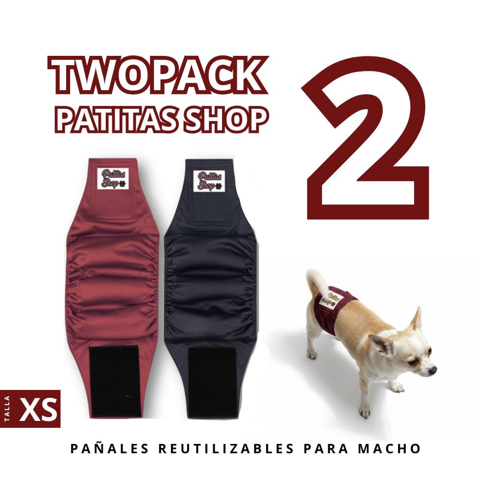 TWO PACK 02 Pañales Reutilizables Ecológicos PATITAS SHOP para Macho XS