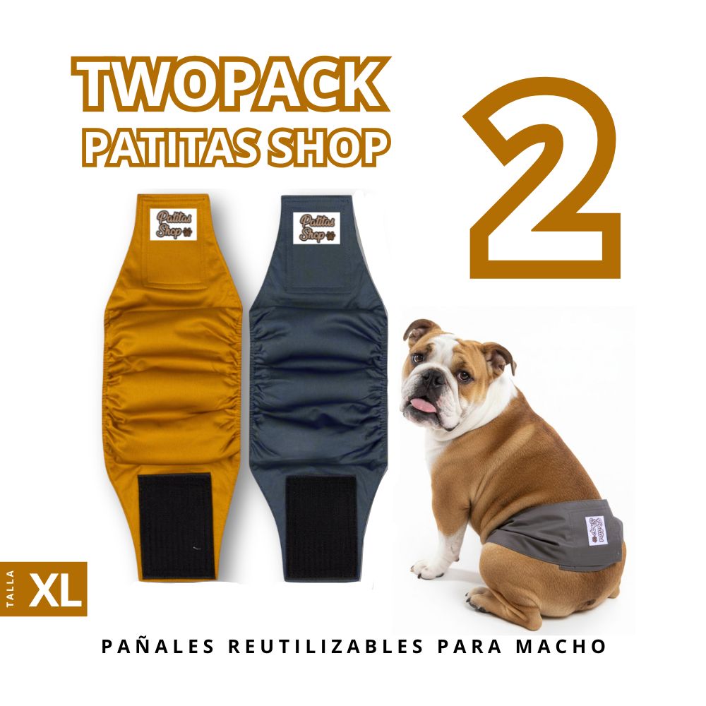 TWOPACK 02 Pañales Reutilizables Ecológicos PATITAS SHOP para Macho XL
