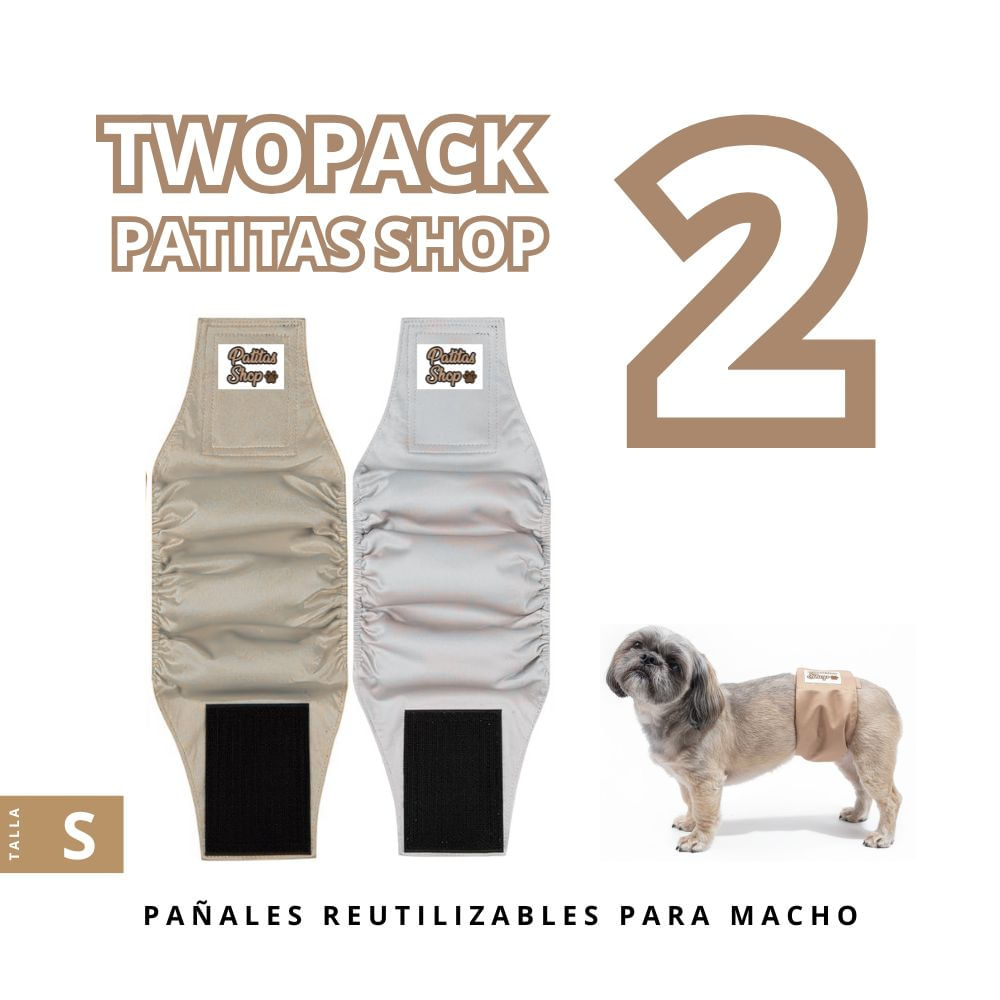 TWO PACK 02 Pañales Reutilizables Ecológicos PATITAS SHOP para Macho S