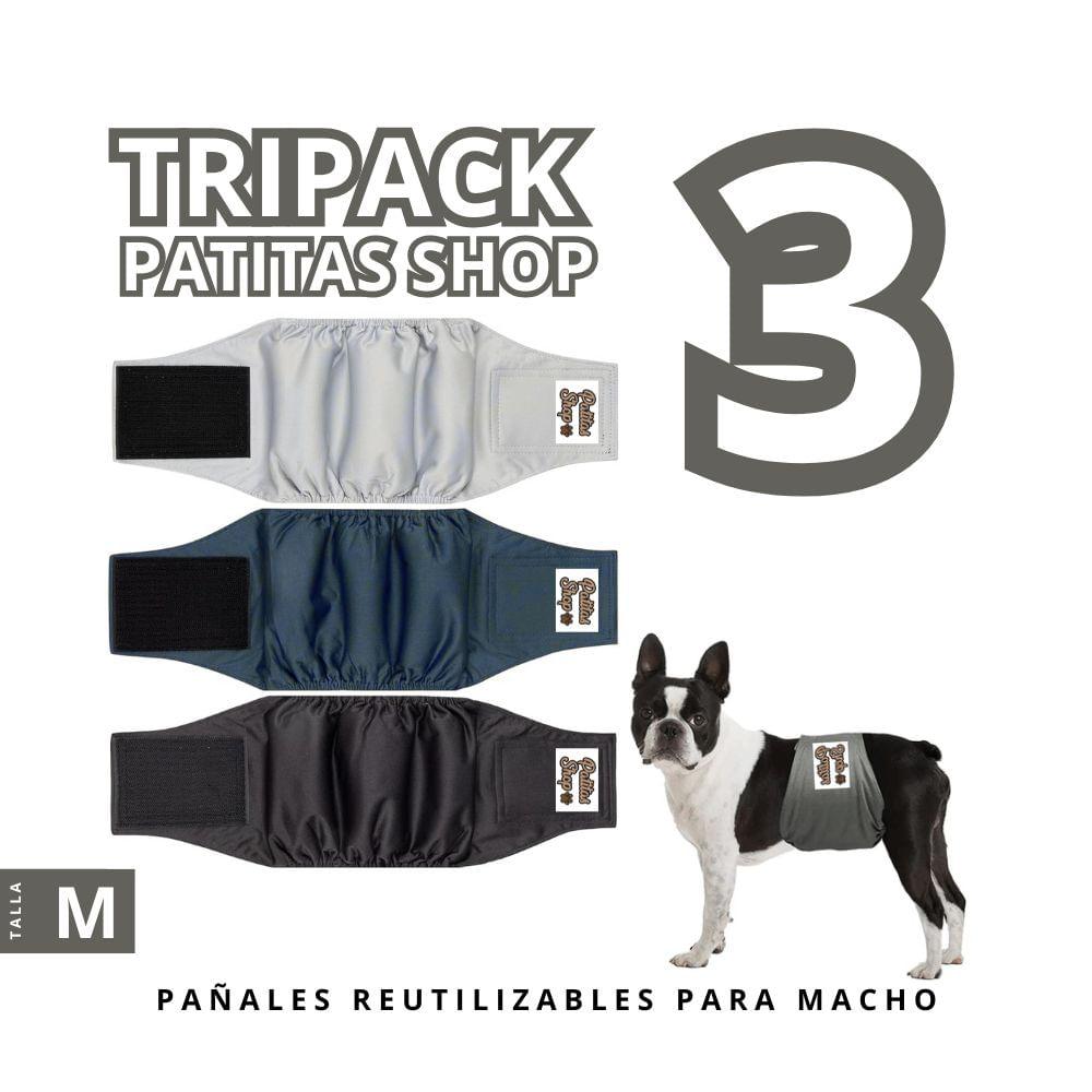 TRIPACK 03 Pañales Reutilizables Ecológicos PATITAS SHOP para Macho M