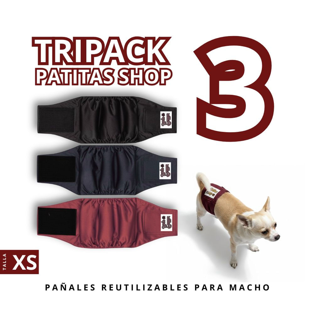TRIPACK 03 Pañales Reutilizables Ecológicos PATITAS SHOP para Macho XS