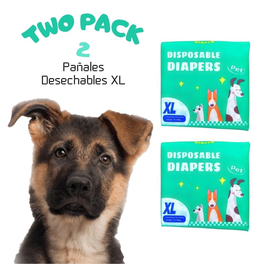 TWO-PACK 02 Pañales Desechables para Mascotas Macho XL