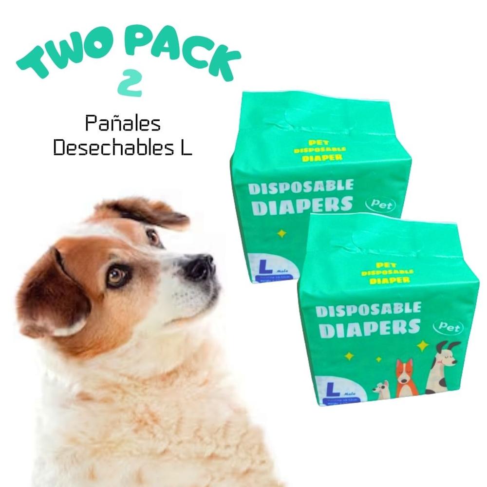 TWOPACK 02 Pañales Desechables para Mascotas Macho L