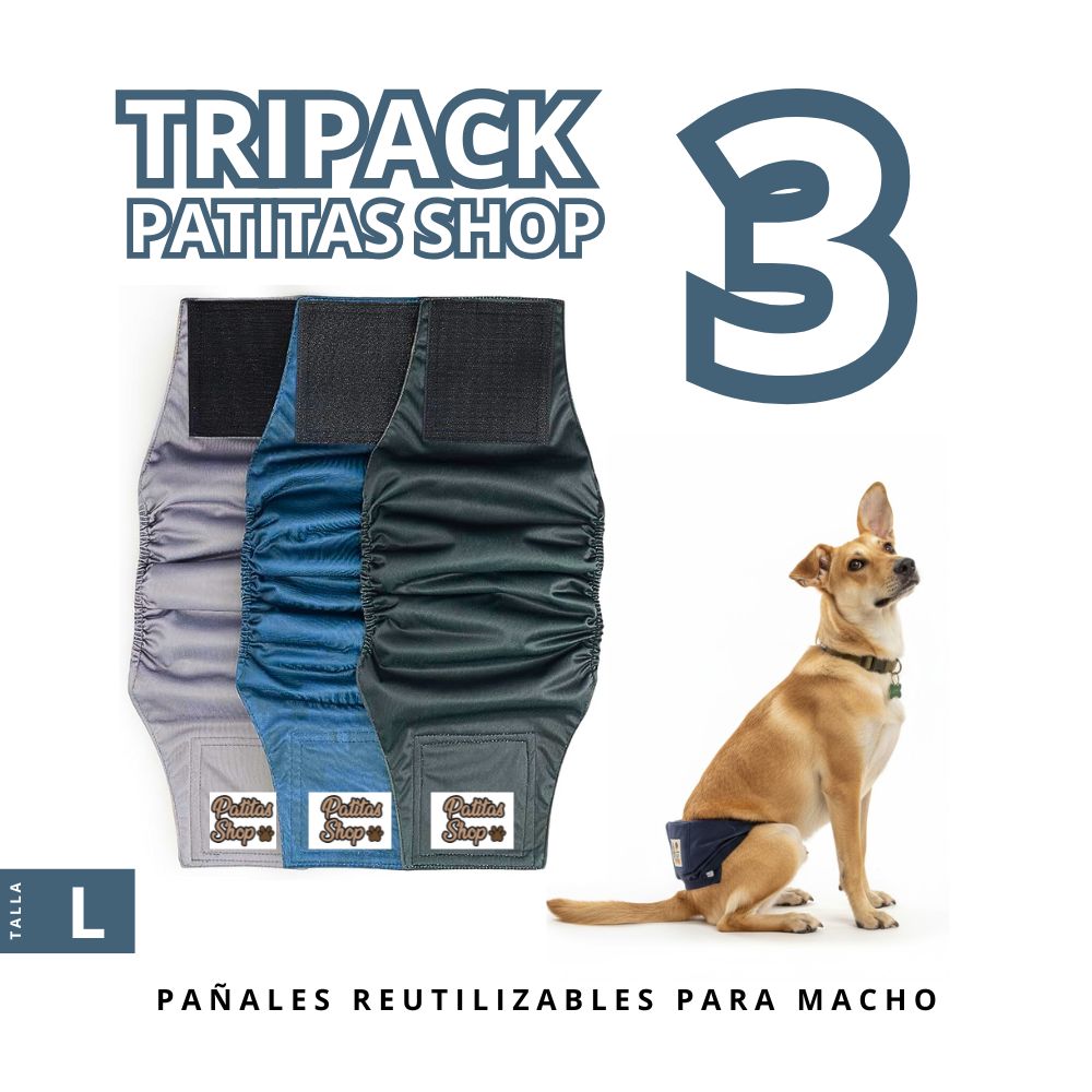 TRIPACK 03 Pañales Reutilizables Ecológicos PATITAS SHOP para Macho L