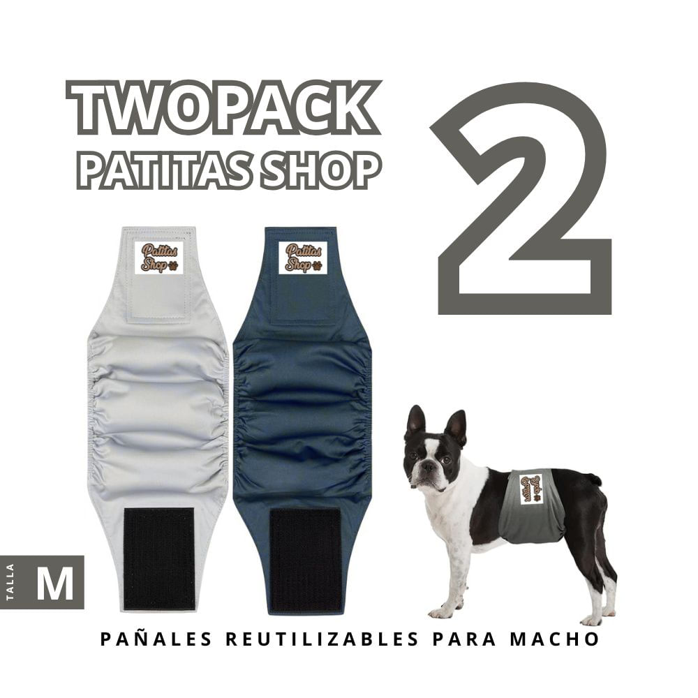 TWO PACK 02 Pañales Reutilizables Ecológicos PATITAS SHOP para Macho M