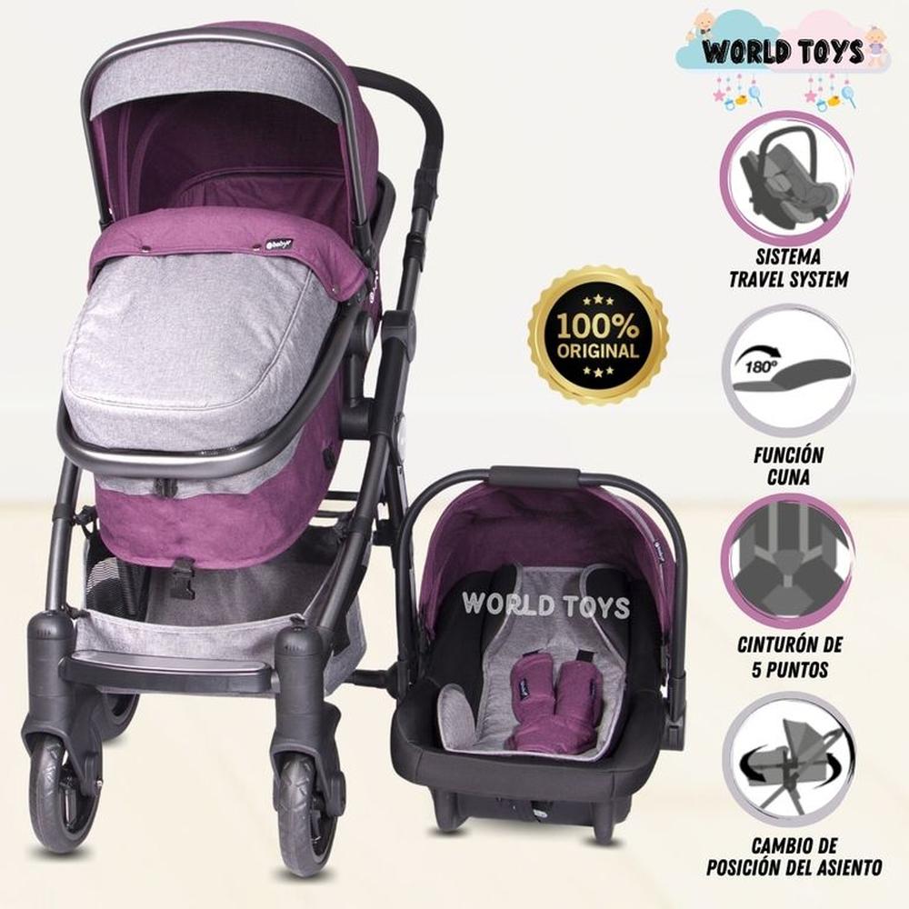Coche Moisés Travel System MILE Porta Bebé Purple