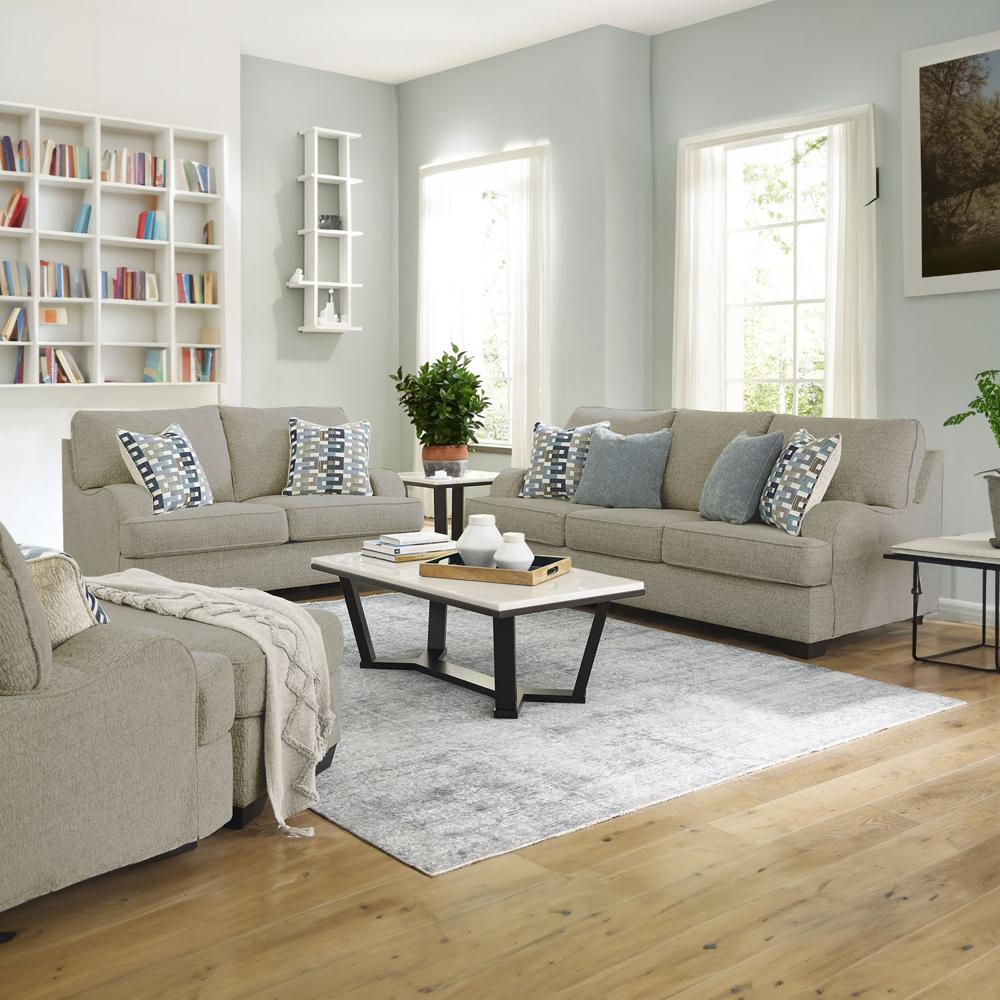 Juego de sala 3-2-1 Velora y Banqueta baúl de regalo color beige