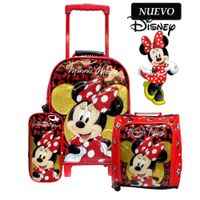 Set de Mochila con Ruedas EXTRA Oficio Lonchera y Cartuchera Minnie Rojo DLX4-MNM-163