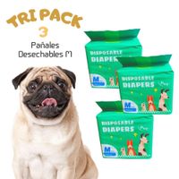 TRIPACK 03 Pañales Desechables para Mascotas Macho M