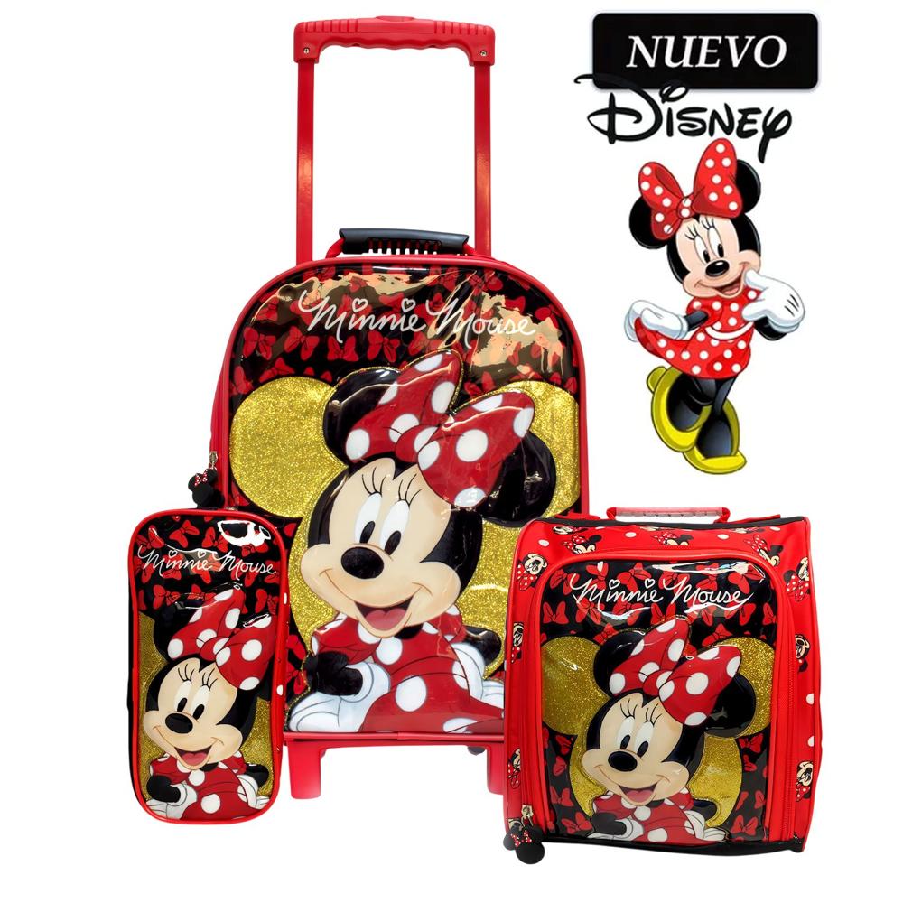 Set de Mochila con Ruedas EXTRA Oficio Lonchera y Cartuchera Minnie Rojo DLX4-MNM-163