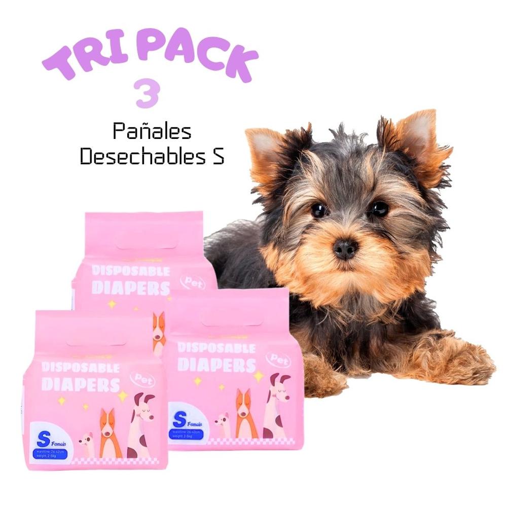 TRIPACK 03 Pañales Desechables para Mascotas Hembra S