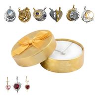 Cofre Joyero Dorado y Juego de Collares para Parejas San Valentín Aniversario