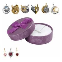 Cofre Joyero Morado y Juego de Collares para Parejas San Valentín Aniversario