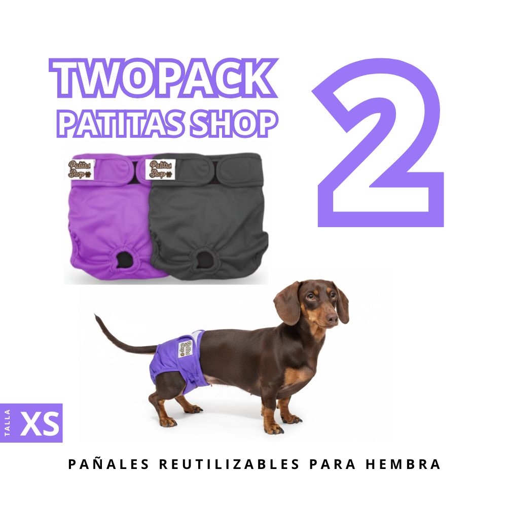 TWOPACK 02 Pañales Reutilizables Ecológicos PATITAS SHOP de TELA para CELO Hembra XS