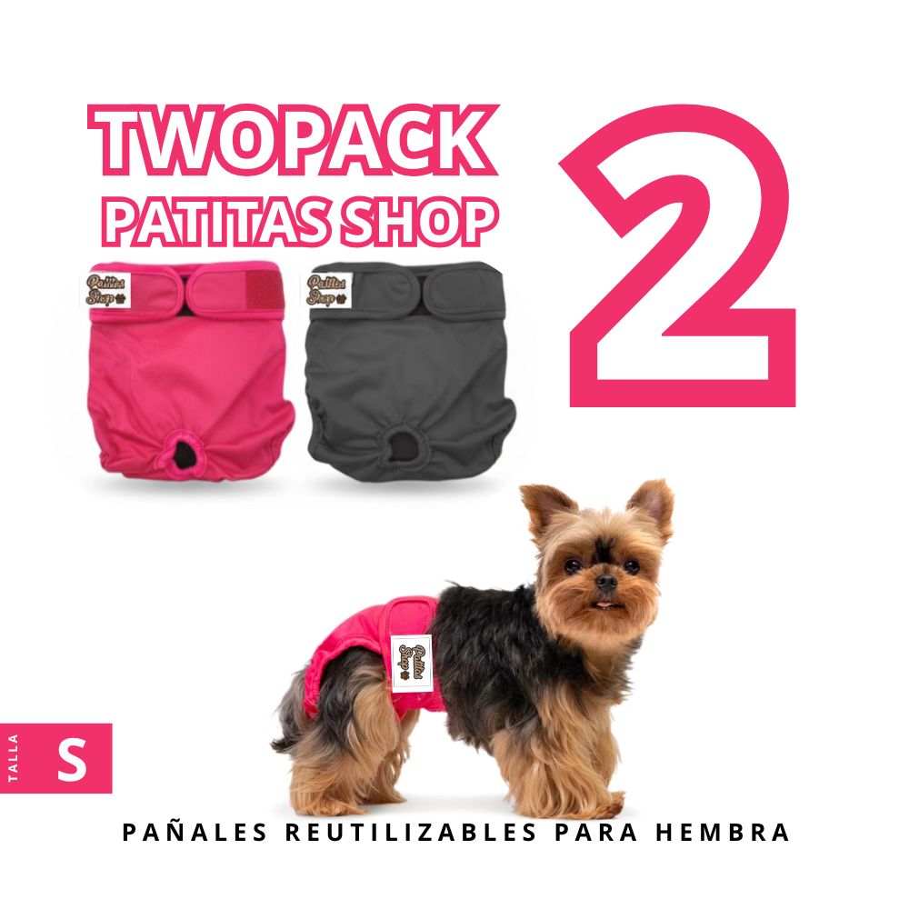 TWOPACK 02 Pañales Reutilizables Ecológicos PATITAS SHOP para ORINE Hembra S