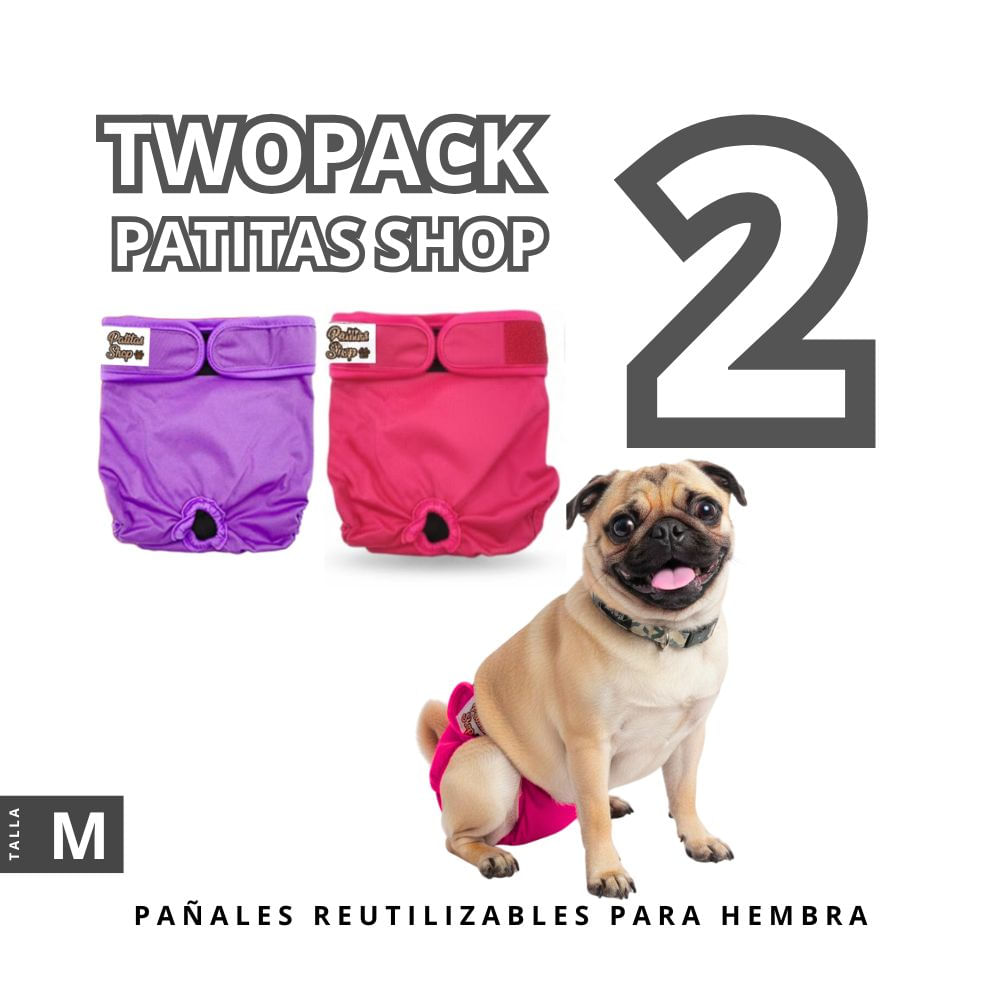 TWOPACK 02 Pañales Reutilizables Ecológicos PATITAS SHOP de TELA para CELO Hembra M