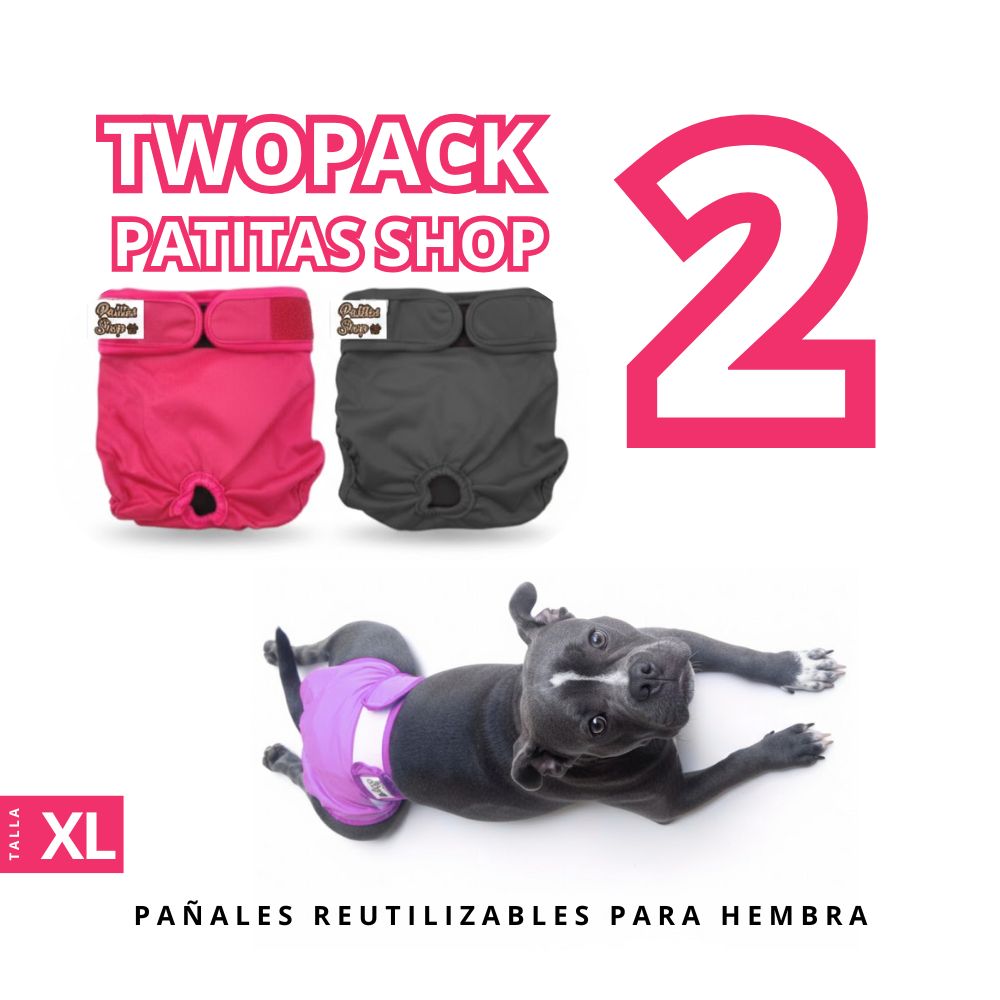 TWOPACK 02 Pañales Reutilizables Ecológicos PATITAS SHOP de TELA para CELO Hembra XL