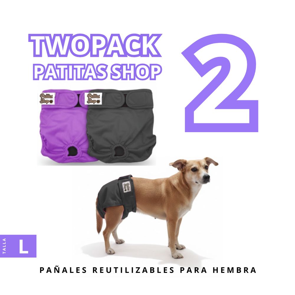 TWOPACK 02 Pañales Reutilizables Ecológicos PATITAS SHOP para ORINE Hembra L