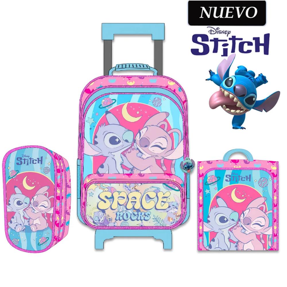 Set de Mochila con Ruedas Oficio Lonchera y Cartuchera STITCH ...