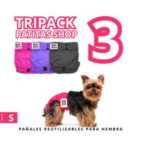 TRIPACK 03 Pañales Reutilizables Ecológicos PATITAS SHOP de TELA para CELO Hembra S