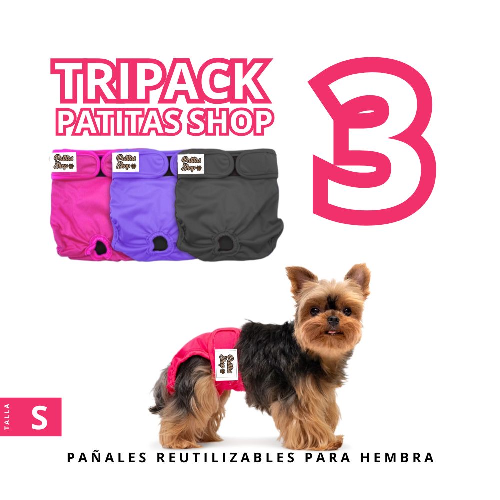 TRIPACK 03 Pañales Reutilizables Ecológicos PATITAS SHOP de TELA para CELO Hembra S
