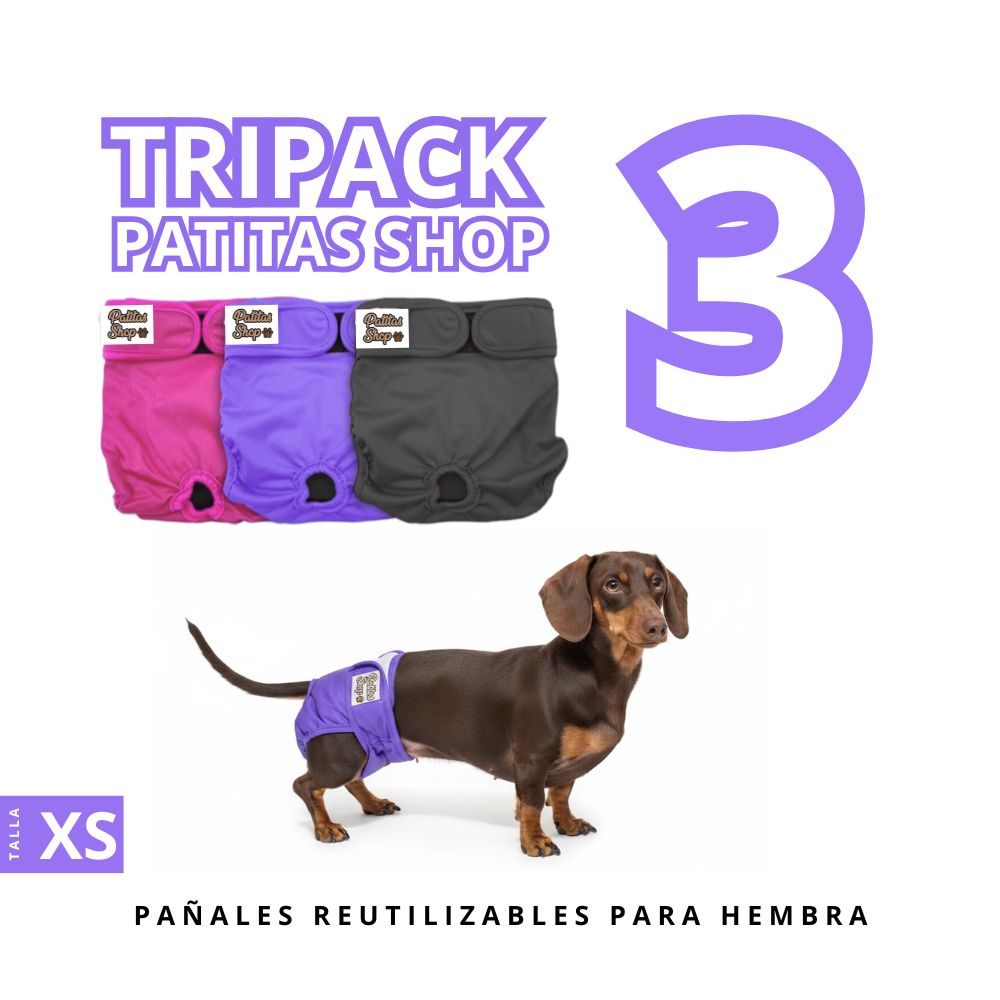 TRIPACK 03 Pañales Reutilizables Ecológicos PATITAS SHOP de TELA para CELO Hembra XS