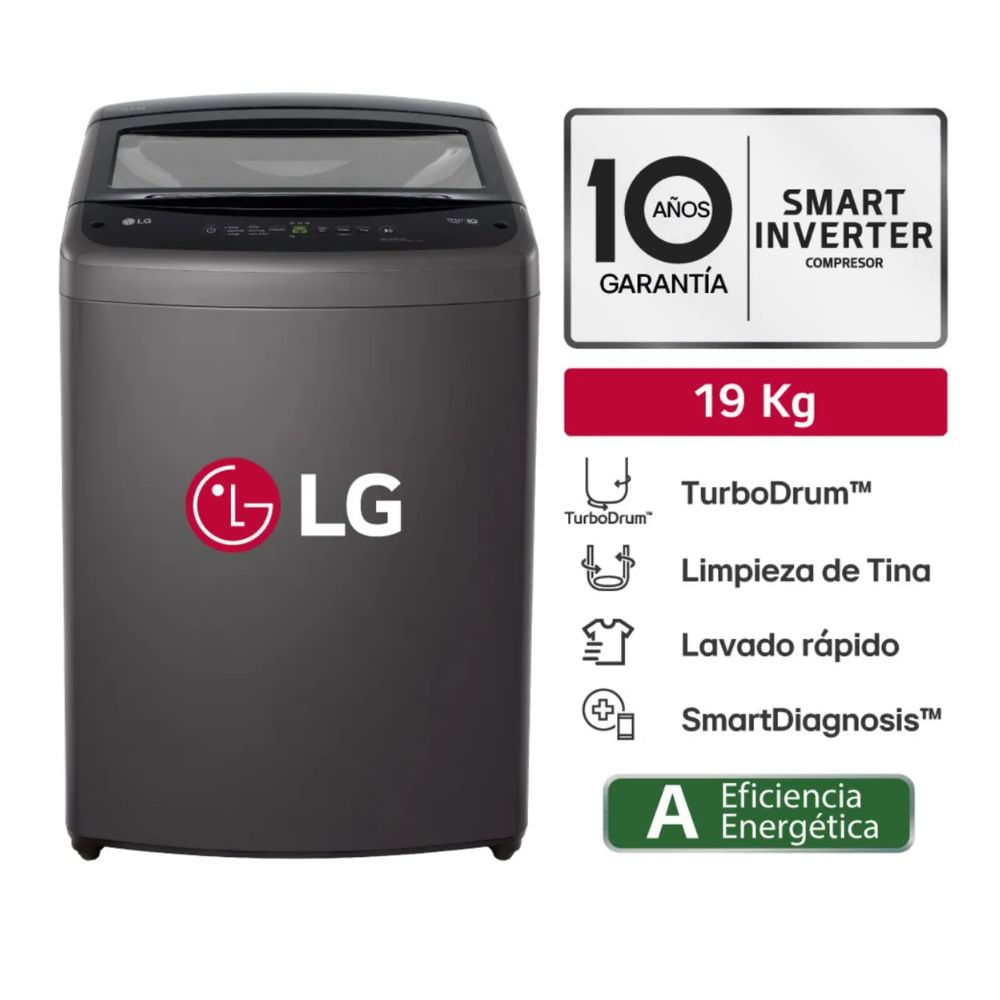 Lavadora WT19BVTB 19 Kg Turbodrum Carga Superior Negro Claro LG