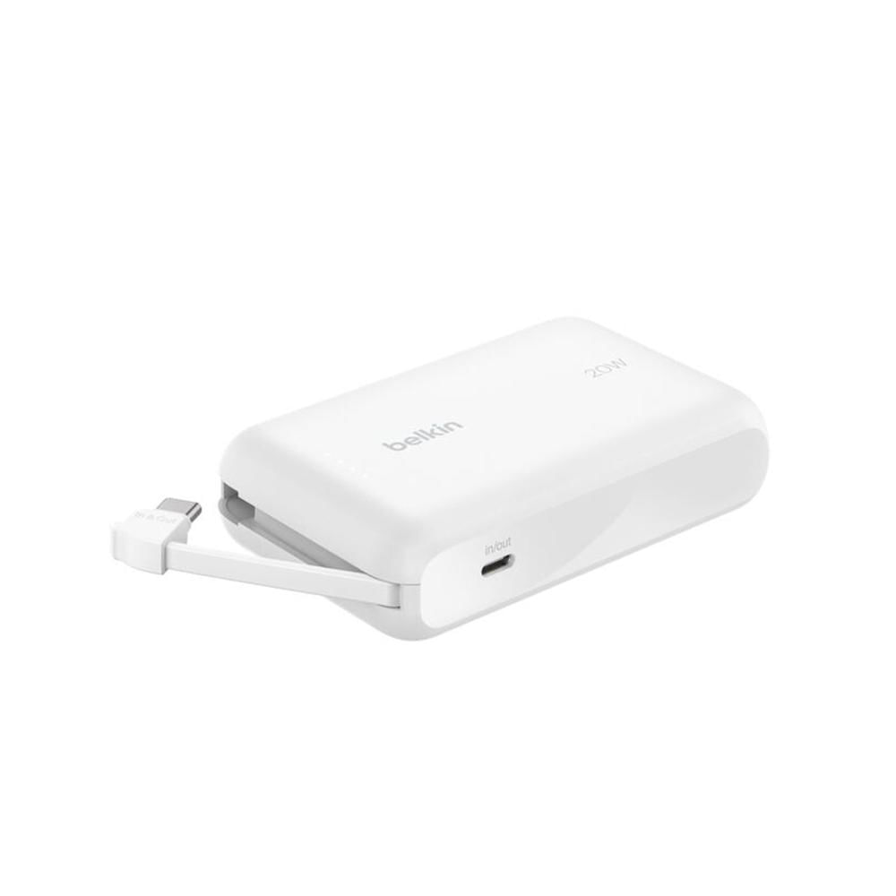 Power Bank Belkin Bpb021 10000Mah 20W Pd Con Cable Usb-C Integrado Blanco
