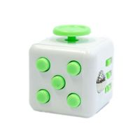 Cubo Relajante Antiestres Blanco y Botones Verde FIDGET CUBE