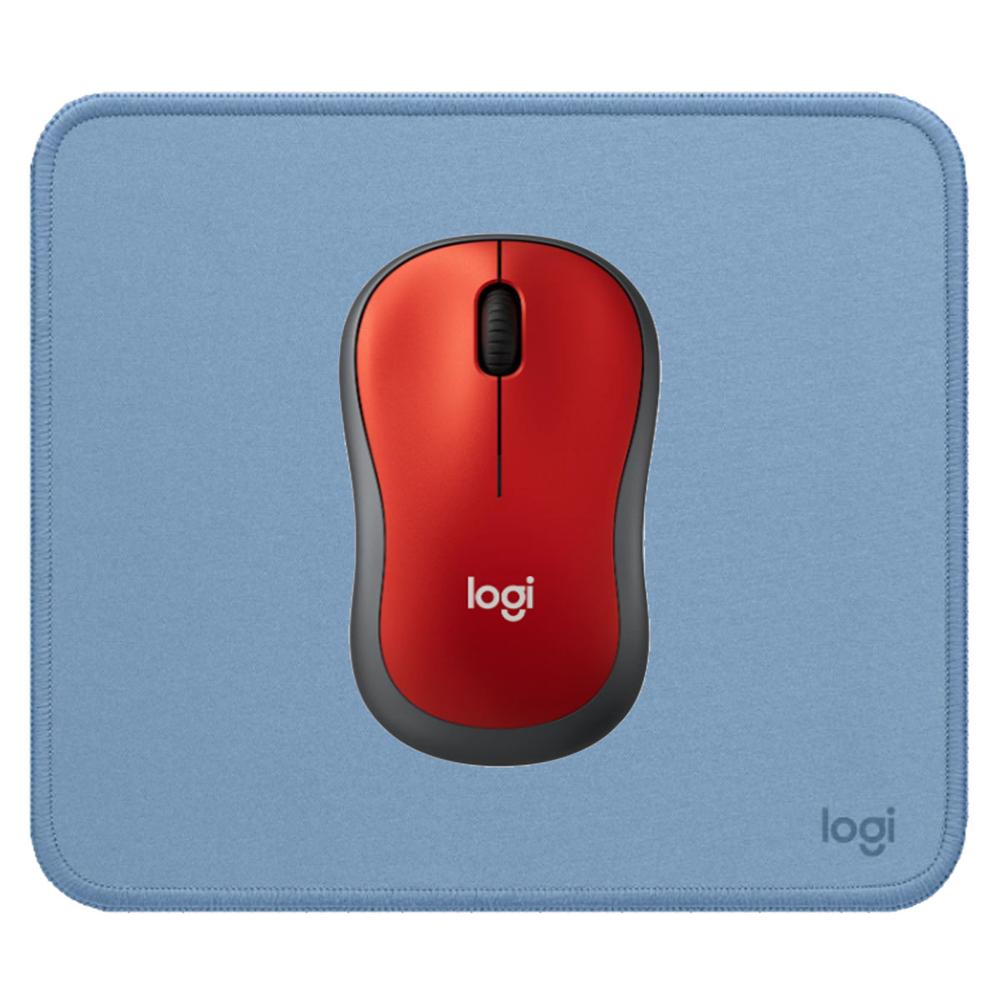 COMBO LOGITECH MOUSE M185 ROJO Y PAD MOUSE AZUL