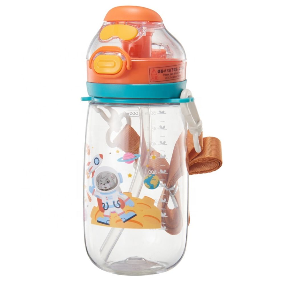 Tomatodo para Niños con Sorbete Antiderrame y Correa 550 ml Naranja