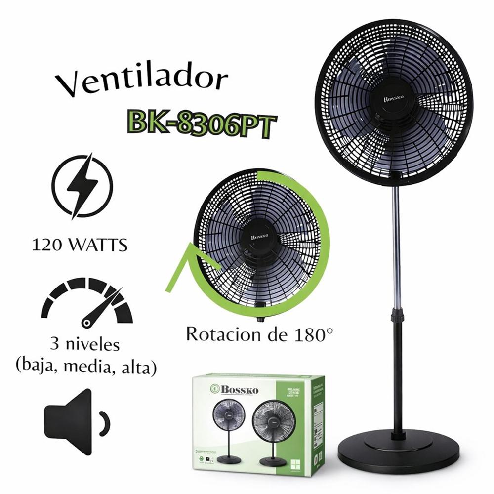 Ventilador de Pedestal Bossko BK8306PT 16 120W  PotenciaSilencio y Estilo