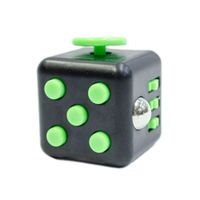 Cubo Relajante Antiestres Negro Con Boton Verde FIDGET CUBE