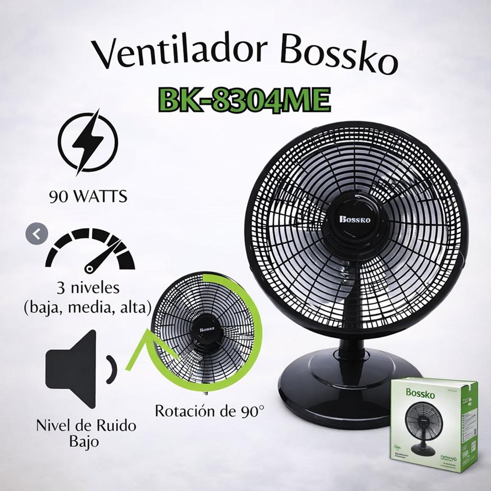 Ventilador de Mesa Bossko BK8304ME 16 Potencia Compacta con Estilo