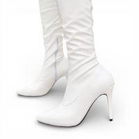 Bota Mujer Charol Strech 1299-99 Taco #9 Color Blanco