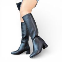 Bota Mujer Clasica Caña Alta Taco 5 2086-75 Color Negro
