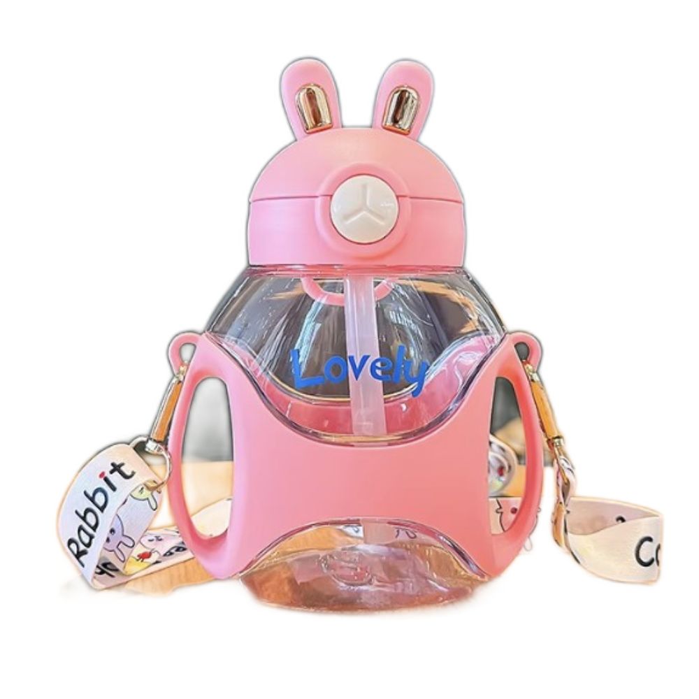 Tomatodo Infantil con Asas y Sorbete Diseño Conejo 500 ml - Libre de BPA Rosado