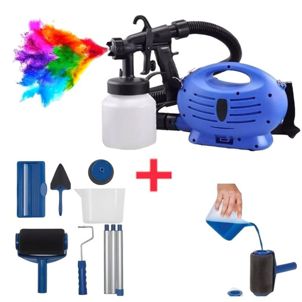 Duo para Pintar Rodillo y Pistola  Compresor  Recipiente Multicolor