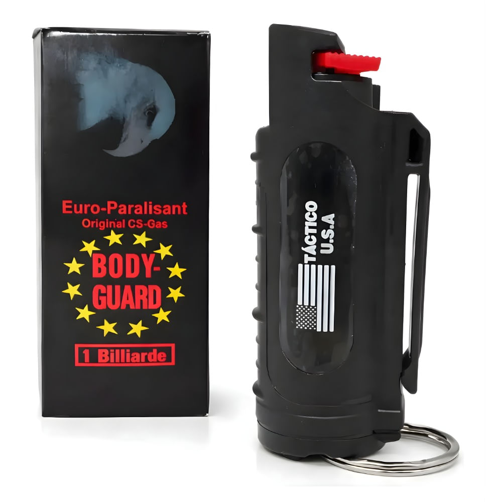 Gas Pimienta Defensa Personal 20ml Llavero Clip Negro