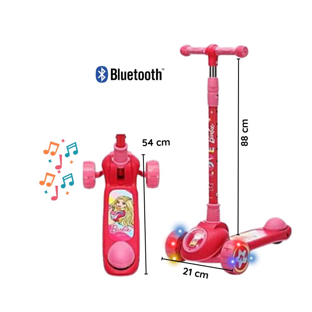 Scooter BARBIE  Ajustable para Niños 5 a 12 Años con Luces LED Música y Bluetooth